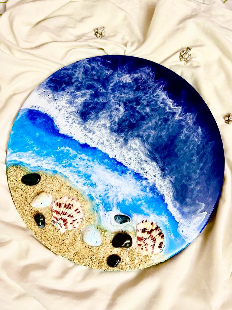 Ocean theme round wall hanging – Resinbyhunny